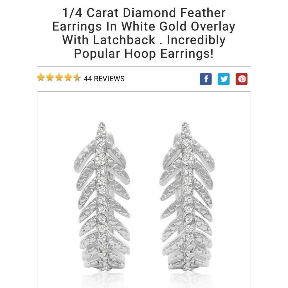 Quarter Carat Diamond Feather Earrings and Necklace set